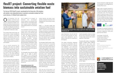 flexJET project: Converting flexible waste biomass into sustainable aviation fuel